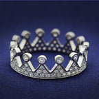 Jewellery Kingdom Ladies Crown Band Cubic Zirconia Sterling Tiara Stamped Elegant Clear Ring (Silver) - Jewelry Rings - British D'sire