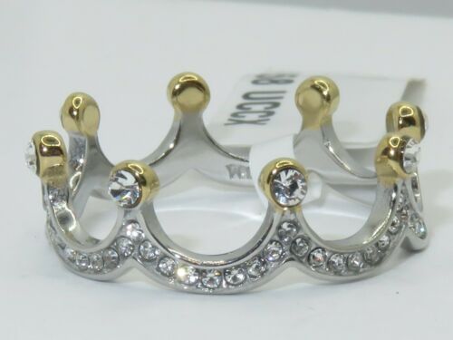 Jewellery Kingdom Ladies Crown Band Gold Teira Full Eternity Cz Stainless Steel Ring (Silver) - Jewelry Rings - British D'sire Main image