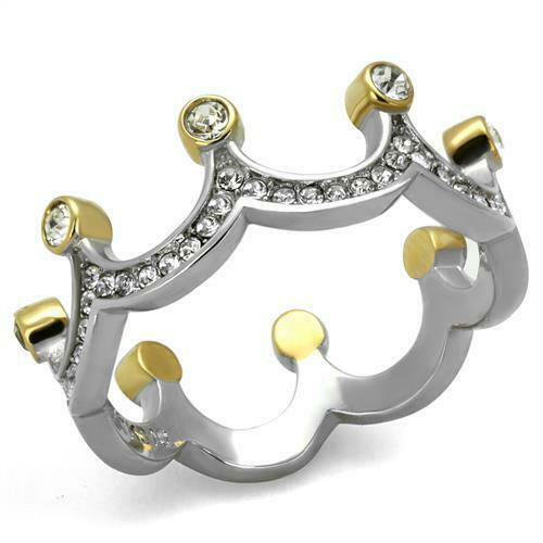 Jewellery Kingdom Ladies Crown Band Gold Teira Full Eternity Cz Stainless Steel Silver Ring Secondary image