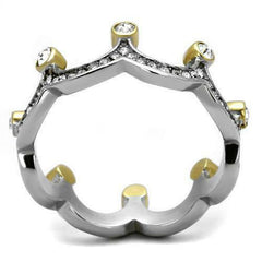 Jewellery Kingdom Ladies Crown Band Gold Teira Full Eternity Cz Stainless Steel Silver Ring - Jewelry Rings - British D'sire