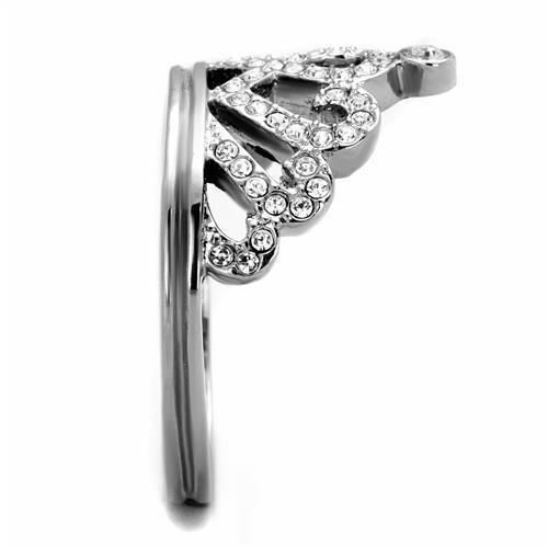 Jewellery Kingdom Ladies Crown Cubic Zirconia Stainless Steel Flat Dress Pretty Ring - Jewelry Rings - British D'sire