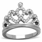 Jewellery Kingdom Ladies Crown Cubic Zirconia Stainless Steel Flat Dress Pretty Ring - Jewelry Rings - British D'sire