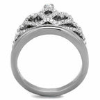 Jewellery Kingdom Ladies Crown Cubic Zirconia Stainless Steel Flat Dress Pretty Ring - Jewelry Rings - British D'sire