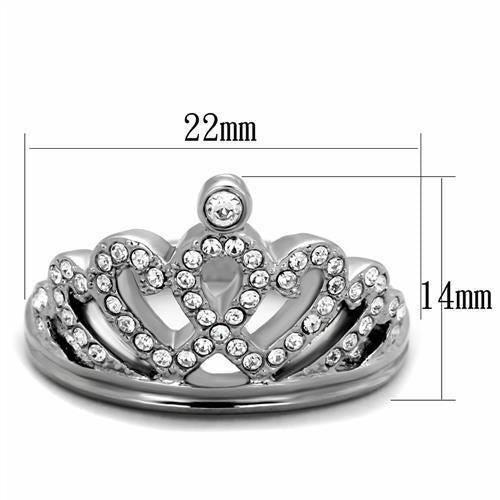 Jewellery Kingdom Ladies Crown Cubic Zirconia Stainless Steel Flat Dress Pretty Ring - Jewelry Rings - British D'sire