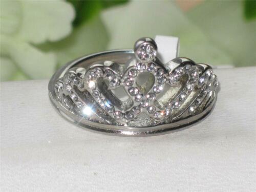Jewellery Kingdom Ladies Crown Cz Stainless Steel Pave Tiara Silver Cocktail Ring - Jewelry Rings - British D'sire Main image