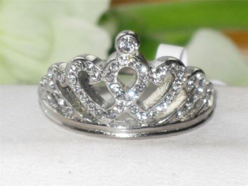 Jewellery Kingdom Ladies Crown Cz Stainless Steel Pave Tiara Silver Cocktail Ring Secondary image