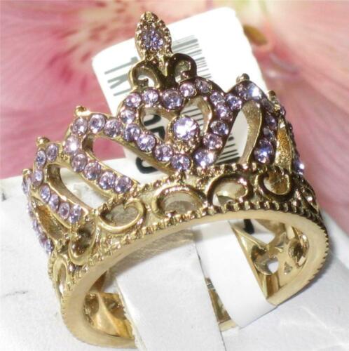 Jewellery Kingdom Ladies Crown Light Amethyst Purple Cocktail Ring (Gold) - Rings - British D'sire Main image