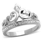 Jewellery Kingdom Ladies Crown Tiara Cz Stainless Steel Silver Solitaire Cubic Zirconia Ring - Jewelry Rings - British D'sire