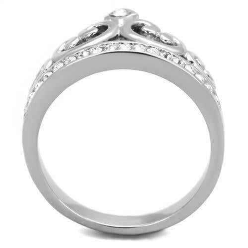 Jewellery Kingdom Ladies Crown Tiara Cz Stainless Steel Silver Solitaire Cubic Zirconia Ring - Jewelry Rings - British D'sire