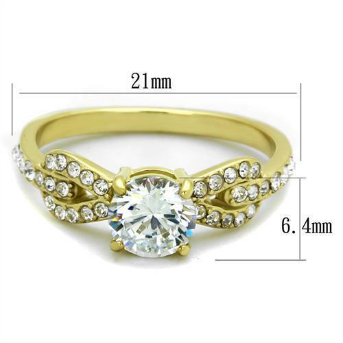 Jewellery Kingdom Ladies Cubic Zirconia 1 Carat 18k Steel Pretty Pave Elegant Sparkling Ring (Gold) Secondary image