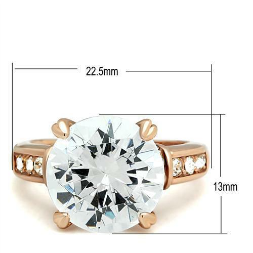 Jewellery Kingdom Ladies Cubic Zirconia 8CT Solitaire Accents Sparkling Realistic Ring (Clear & Rose Gold) - Jewelry Rings - British D'sire Main image