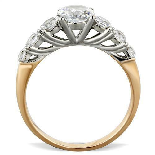 Jewellery Kingdom Ladies Cubic Zirconia Anniversary 35 Carat Clear Sparkling Ring (Rose Gold) - Rings - British D'sire
