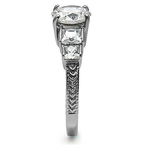 Jewellery Kingdom Ladies Cubic Zirconia Anniversary Stainless Steel Princess Round Ring - Rings - British D'sire