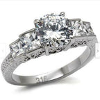 Jewellery Kingdom Ladies Cubic Zirconia Anniversary Stainless Steel Princess Round Ring - Rings - British D'sire
