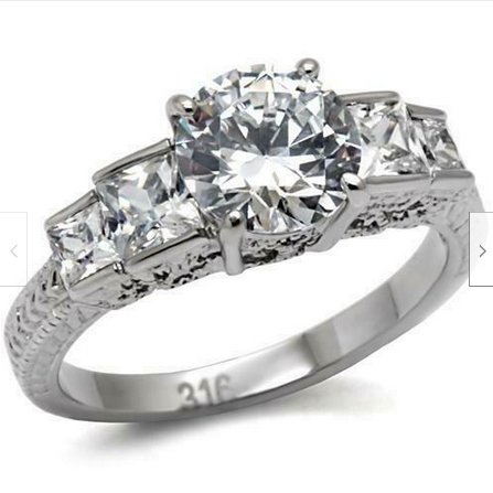 Jewellery Kingdom Ladies Cubic Zirconia Anniversary Stainless Steel Princess Round Ring - Rings - British D'sire
