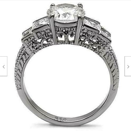 Jewellery Kingdom Ladies Cubic Zirconia Anniversary Stainless Steel Princess Round Ring - Rings - British D'sire