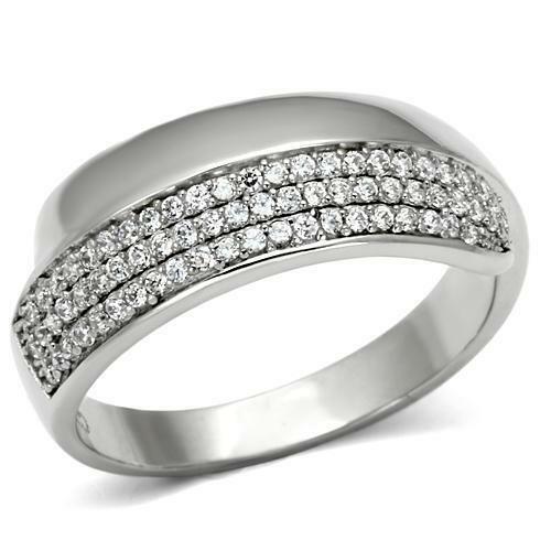 Jewellery Kingdom Ladies Cubic Zirconia Band 8mm Eternity Wedding Ring (Sterling Silver) - Jewelry Rings - British D'sire Main image