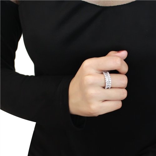 Jewellery Kingdom Ladies Cubic Zirconia Band Emerald Cut Full Eternity Rhodium Wedding Ring (Silver) Secondary image