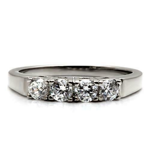 Jewellery Kingdom Ladies Cubic Zirconia Band Eternity Anniversary Stainless Steel Stacking Ring (Silver) Secondary image
