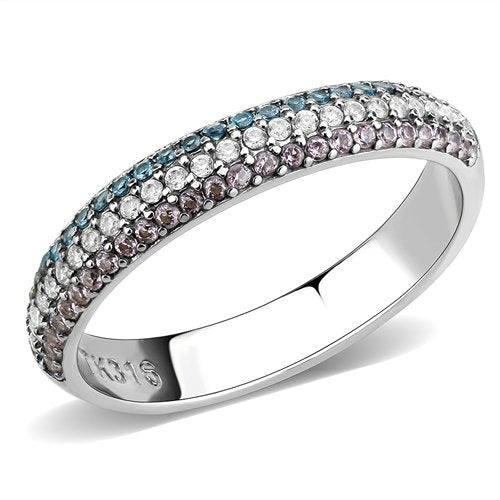 Jewellery Kingdom Ladies Cubic Zirconia Band Stacking Eternity 36mm Topaz Cear Stainless Steel Ring (Pink) - Jewelry Rings - British D'sire