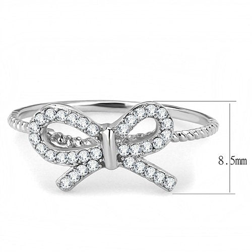 Jewellery Kingdom Ladies Cubic Zirconia Bow Stainless Steel Sparkling New Comfort Rope Band Ring (Silver) Secondary image