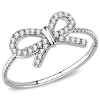 Jewellery Kingdom Ladies Cubic Zirconia Bow Stainless Steel Sparkling New Comfort Rope Band Ring (Silver) - Jewelry Rings - British D'sire