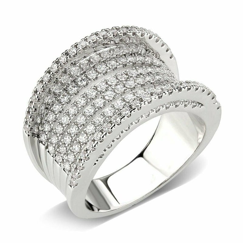 Jewellery Kingdom Ladies Cubic Zirconia Comfort Sparkling Band (Silver) - Jewelry Rings - British D'sire Main image