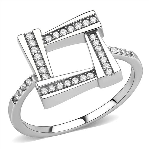 Jewellery Kingdom Ladies Cubic Zirconia Elegant Stainless Steel Pave Ring Band (Silver) - Jewelry Rings - British D'sire Main image