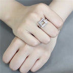 Jewellery Kingdom Ladies Cubic Zirconia Elegant Stainless Steel Pave Ring Band (Silver) - Jewelry Rings - British D'sire