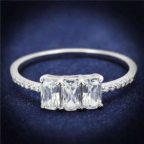 Jewellery Kingdom Ladies Cubic Zirconia Emerald Cut 150ct Sterling Handmade New Sparkling Ring (Silver) - Jewelry Rings - British D'sire