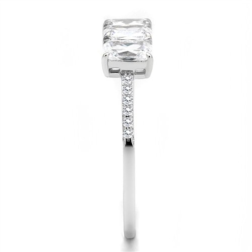 Jewellery Kingdom Ladies Cubic Zirconia Emerald Cut 150ct Sterling Handmade New Sparkling Ring (Silver) - Jewelry Rings - British D'sire