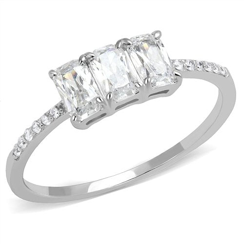 Jewellery Kingdom Ladies Cubic Zirconia Emerald Cut 150ct Sterling Handmade New Sparkling Ring (Silver) - Jewelry Rings - British D'sire Main image