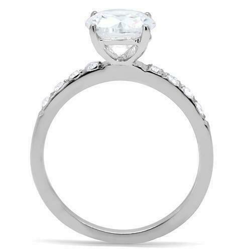 Jewellery Kingdom Ladies Cubic Zirconia Engagement 150 Carat Stainless Steel Ring (Silver) - Jewelry Rings - British D'sire