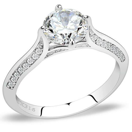 Jewellery Kingdom Ladies Cubic Zirconia Engagement Solitaire 130CT Stainless Steel Ring (Silver) - Jewelry Rings - British D'sire Main image