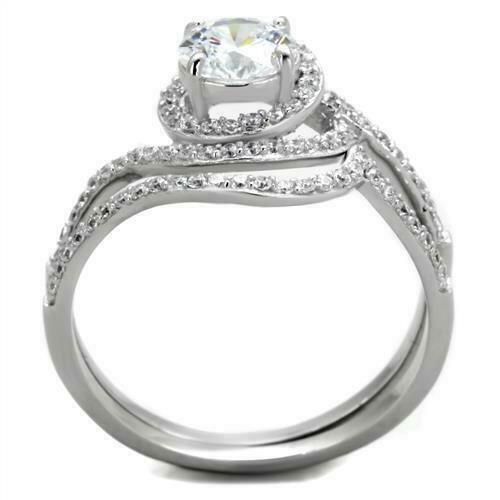 Jewellery Kingdom Ladies Cubic Zirconia Engagement Wedding Band 2pcs 2ct Handmade ring Set (Sterling Silver) - Jewelry Rings - British D'sire