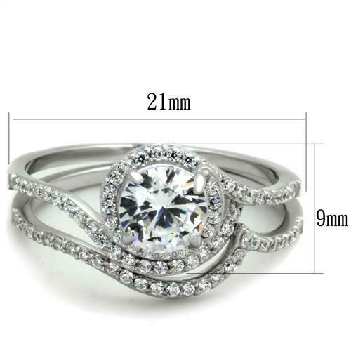 Jewellery Kingdom Ladies Cubic Zirconia Engagement Wedding Band 2pcs 2ct Handmade ring Set (Sterling Silver) - Jewelry Rings - British D'sire