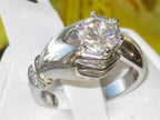 Jewellery Kingdom Ladies Cubic Zirconia Hand Stainless Steel Unique Silver Solitaire Ring - Jewelry Rings - British D'sire