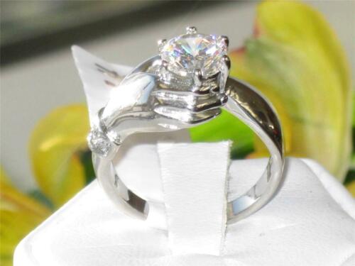 Jewellery Kingdom Ladies Cubic Zirconia Hand Stainless Steel Unique Silver Solitaire Ring - Jewelry Rings - British D'sire Main image