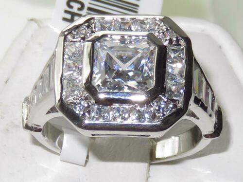 Jewellery Kingdom Ladies Cubic Zirconia Princess Cut Bezel Sparkling Stamped Ring (Sterling Silver) - Jewelry Rings - British D'sire Main image