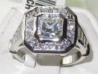Jewellery Kingdom Ladies Cubic Zirconia Princess Cut Bezel Sparkling Stamped Ring (Sterling Silver) - Jewelry Rings - British D'sire