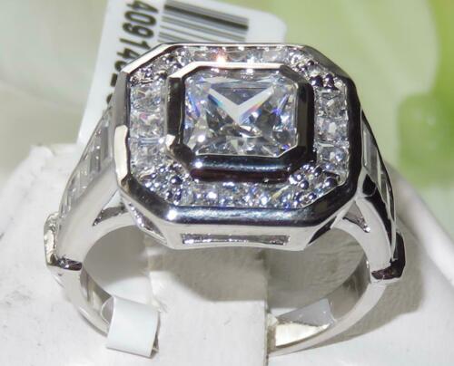 Jewellery Kingdom Ladies Cubic Zirconia Princess Cut Bezel Sparkling Stamped Ring (Sterling Silver) - Jewelry Rings - British D'sire