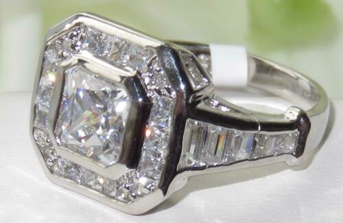 Jewellery Kingdom Ladies Cubic Zirconia Princess Cut Bezel Sparkling Stamped Ring (Sterling Silver) - Jewelry Rings - British D'sire