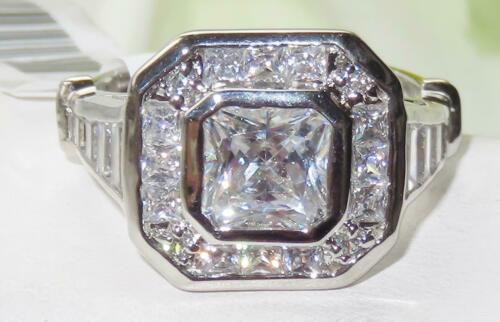 Jewellery Kingdom Ladies Cubic Zirconia Princess Cut Bezel Sparkling Stamped Ring (Sterling Silver) Secondary image