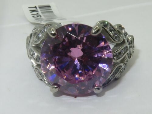 Jewellery Kingdom Ladies Cubic Zirconia Round 11K Sapphire Accents Stainless Steel Ring (Pink) Secondary image