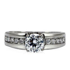 Jewellery Kingdom Ladies Cubic Zirconia Solitaire Accents Engagement Stainless Steel Ring (Silver) - Jewelry Rings - British D'sire