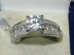 Jewellery Kingdom Ladies Cubic Zirconia Solitaire Accents Engagement Stainless Steel Ring (Silver) - Jewelry Rings - British D'sire