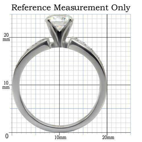 Jewellery Kingdom Ladies Cubic Zirconia Solitaire Accents Engagement Stainless Steel Ring (Silver) - Jewelry Rings - British D'sire