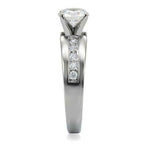 Jewellery Kingdom Ladies Cubic Zirconia Solitaire Accents Engagement Stainless Steel Ring (Silver) - Jewelry Rings - British D'sire