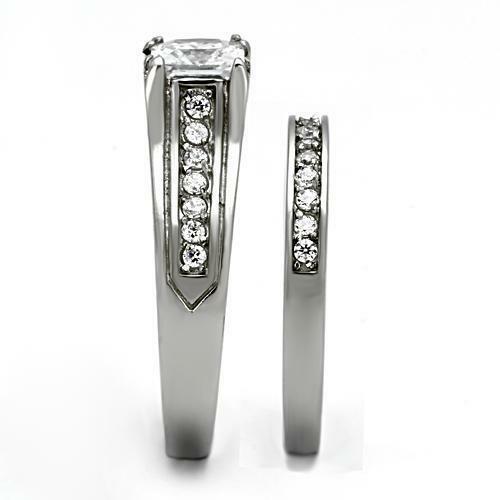 Jewellery Kingdom Ladies Cubic Zirconia Stainless Steel 1.50K Wedding Band Engagement Ring Set Secondary image