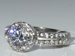 Jewellery Kingdom Ladies Cubic Zirconia Stainless Steel 2 Carat Pretty Dress Silver Ring - Jewelry Rings - British D'sire
